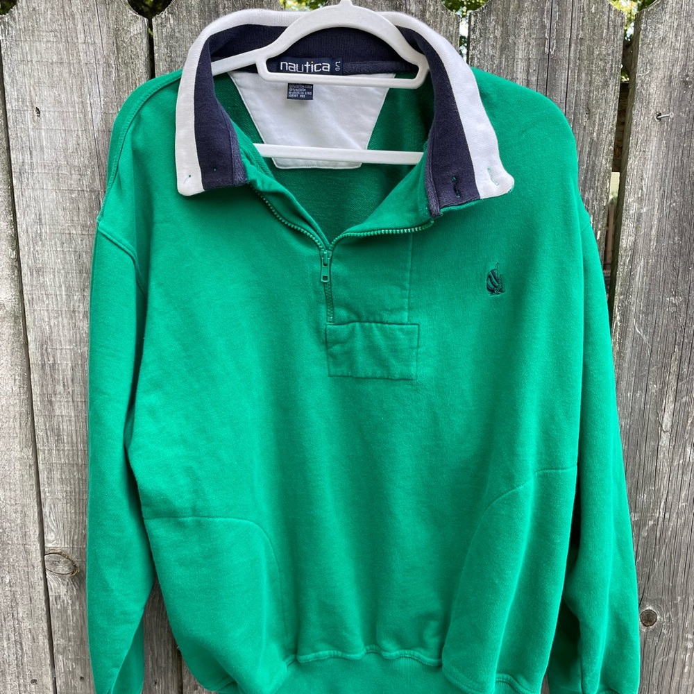 Nautica Vibrant Green Quarter-Zip Sweater